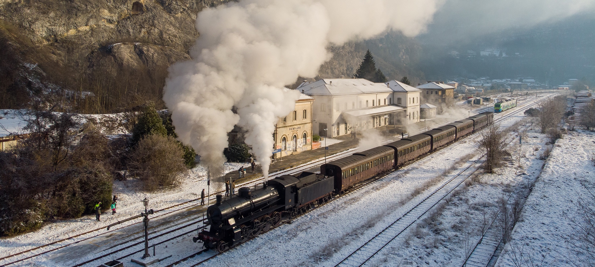 Winter steam train